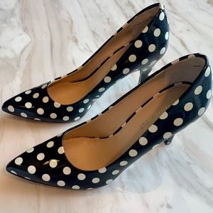 Nine West Blk/Wht Polka Dot Patent Leather Heels